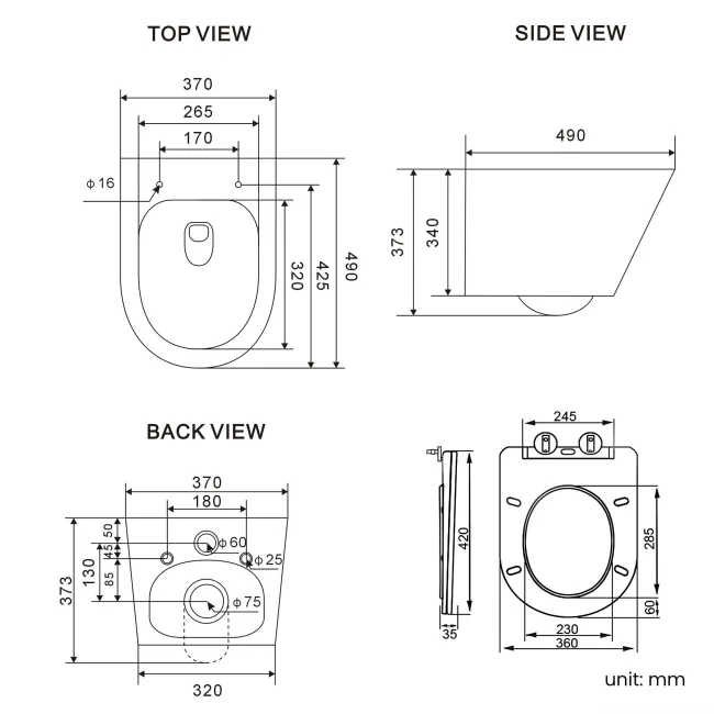 Boston Rimless Wall Hung Toilet With Premium Soft Close Slim Seat
