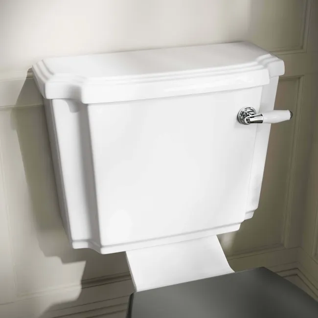 Hudson Traditional Close Coupled Toilet With Graphite Grey Seat & Pedestal Basin - Single Tap Hole