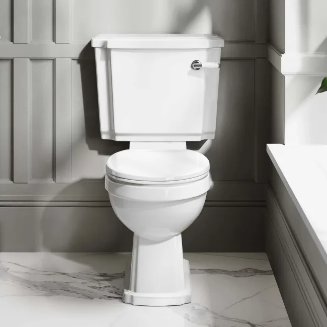 Hudson Traditional Close Coupled Toilet & Pedestal Basin Set - Double Tap Hole