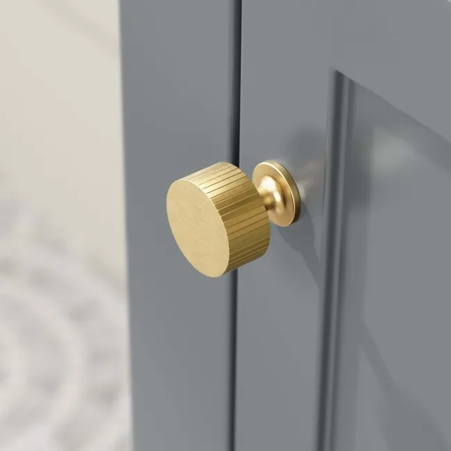 Bermuda Dove Grey Floor Standing Tall Cabinet 1500x350mm - Brushed Brass Accents