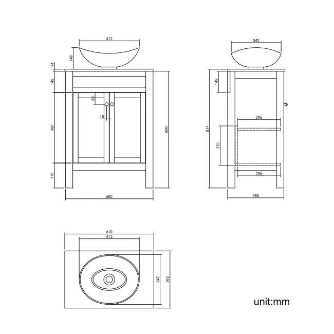 Bermuda Dove Grey Vanity With Oval Counter Top Basin 600mm
