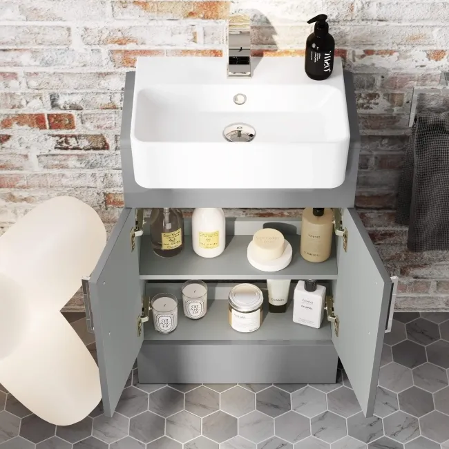 Harper Stone Grey Vanity with Semi Recessed Basin 500mm