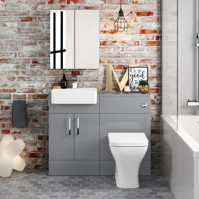 Harper Stone Grey Combination Vanity Basin & Atlanta Toilet 1000mm