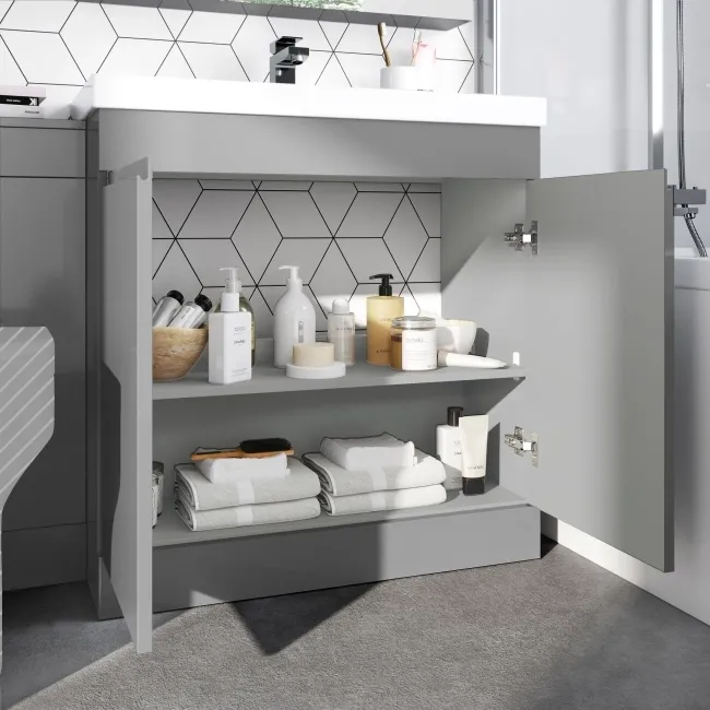 Trent Stone Grey Basin Vanity and Back To Wall Unit 1300mm