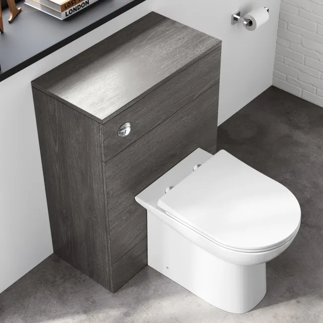 Charcoal Elm Back To Wall Unit and Aruba Toilet