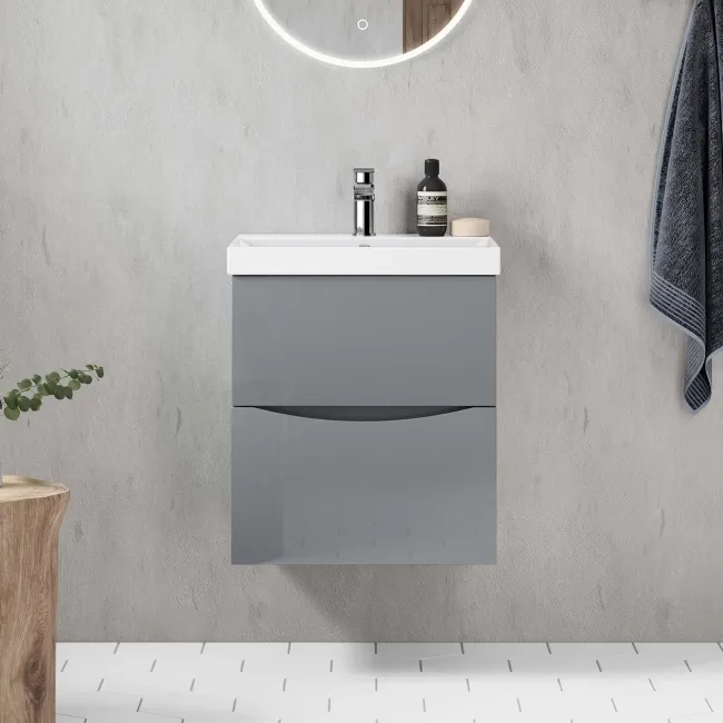 Austin Stone Grey Wall Hung Basin Drawer Vanity 500mm