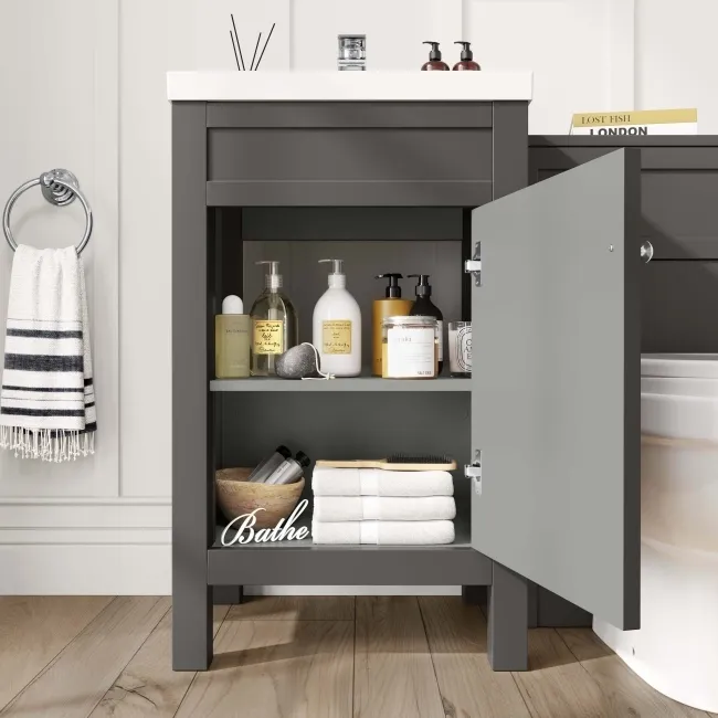 Bermuda Graphite Grey Combination Vanity Basin and Seattle Toilet 1000mm