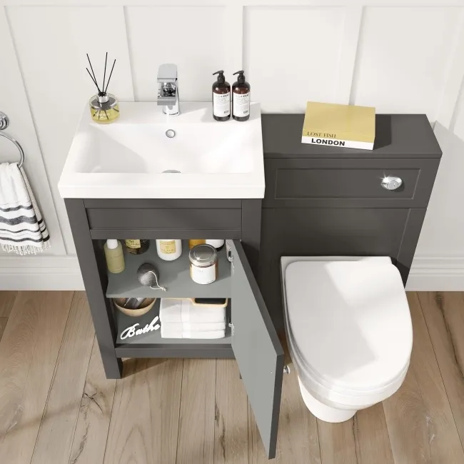 Bermuda Graphite Grey Combination Vanity Basin and Seattle Toilet 1000mm