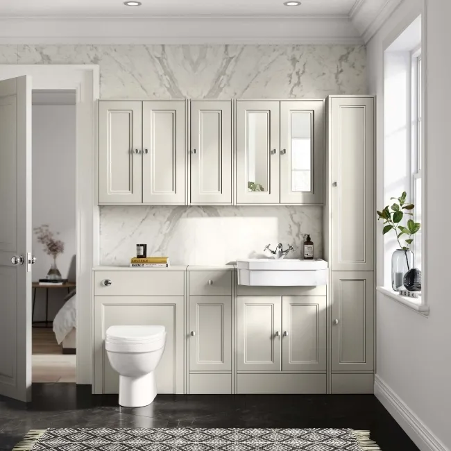 Monaco Chalk White Combination Vanity Traditional Basin and Seattle Toilet 1500mm
