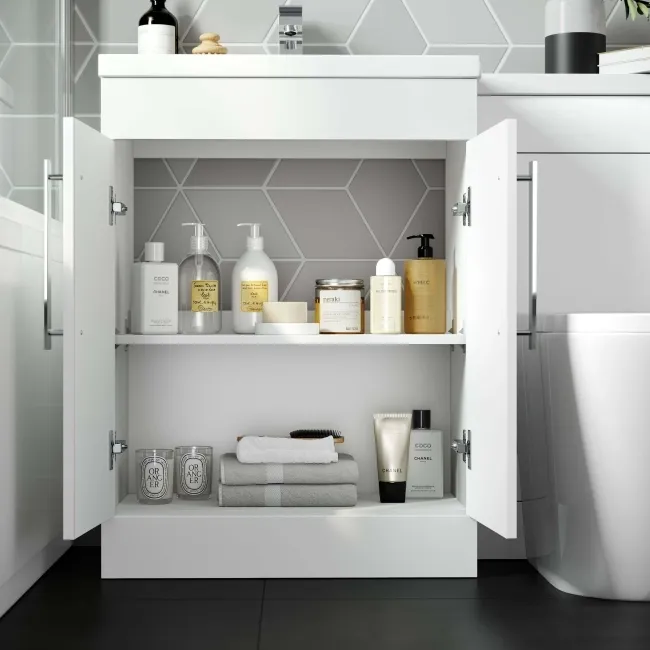 Avon Gloss White Combination Vanity Basin and Boston Toilet 1100mm - Left Handed