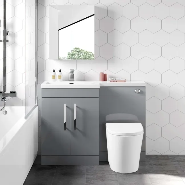 Avon Stone Grey Combination Vanity Basin and Boston Toilet 1100mm - Left Handed