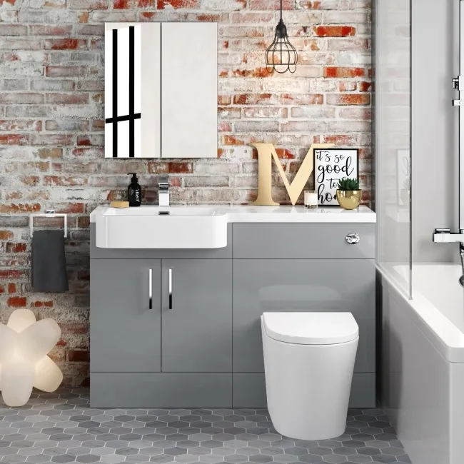 Harper Stone Grey Combination Vanity Basin and Boston Toilet 1200mm - Left Handed