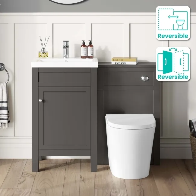 Bermuda Graphite Grey Combination Vanity Basin and Boston Toilet 1000mm