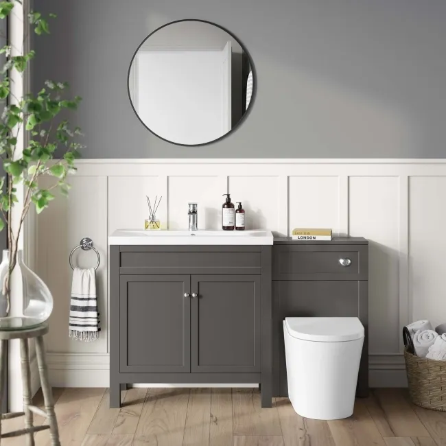 Bermuda Graphite Grey Combination Vanity Basin and Boston Toilet 1300mm