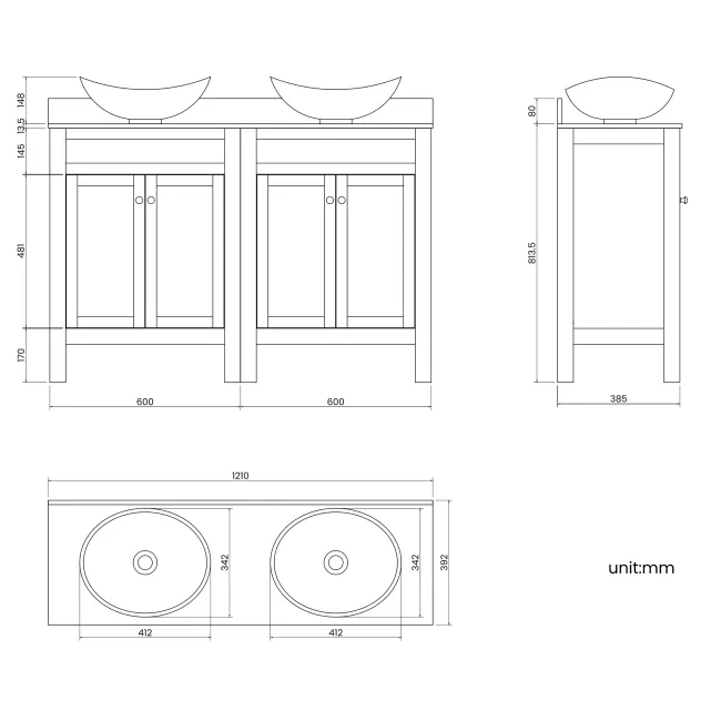 Bermuda Chalk White Vanity with Marble Top & Oval Counter Top Basin 1200mm - Brushed Brass Accents