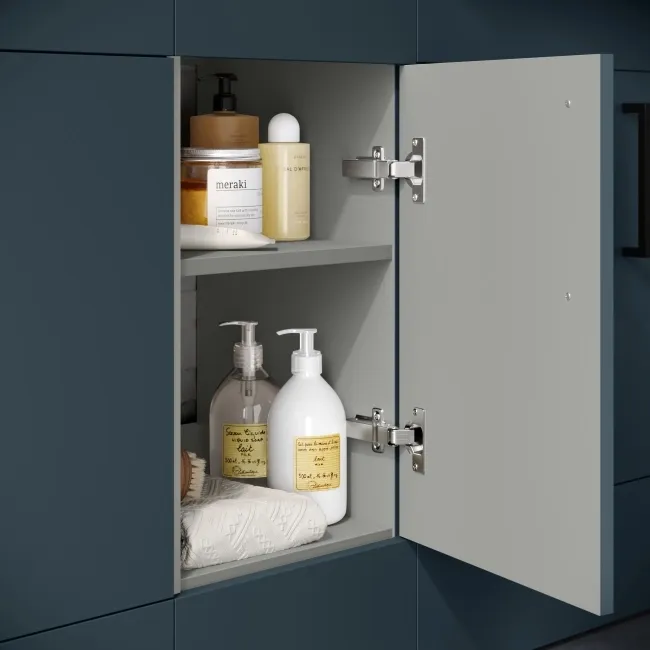 Harper Navy Blue Combination Vanity Basin with Marble Top & Tucson Toilet 1500mm - Black Accents