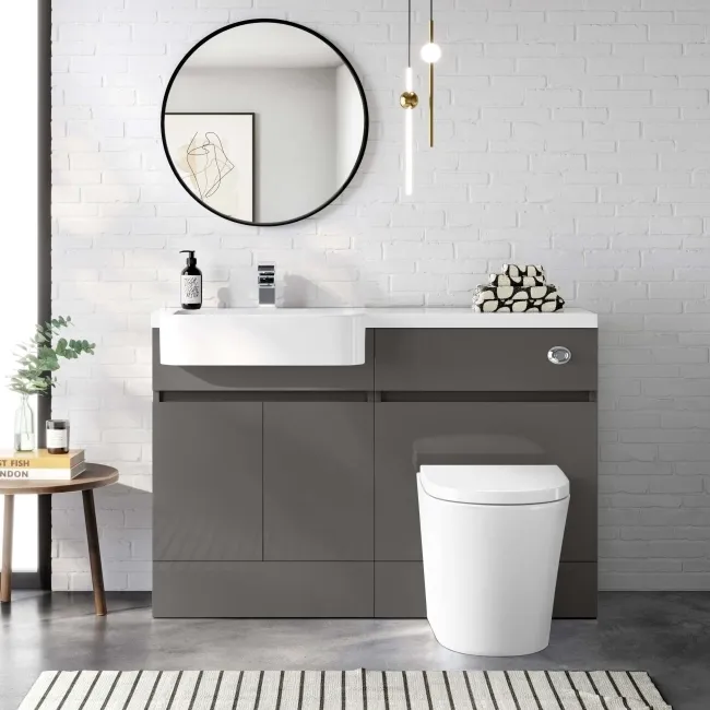 Foster Tungsten Grey Combination Vanity Basin and Boston Toilet 1200mm - Left Handed