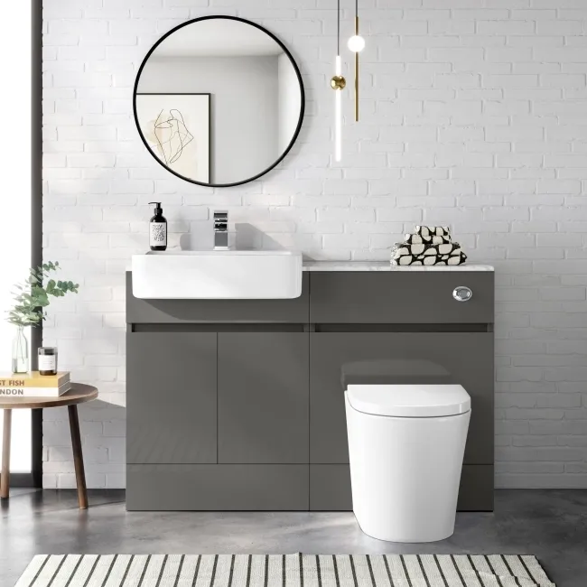 Foster Tungsten Grey Combination Vanity Basin with Marble Top & Boston Toilet 1200mm