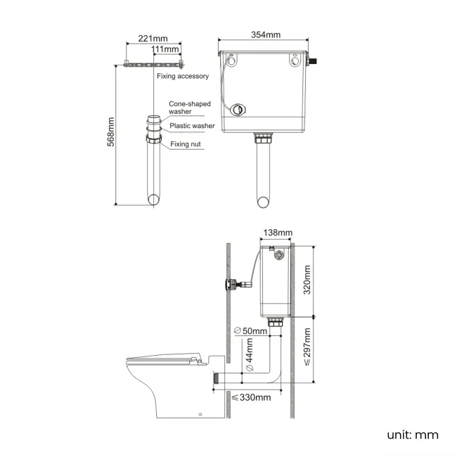 Mersey Gloss White Combination Vanity Basin and Houston Toilet 1300mm - Black Accents