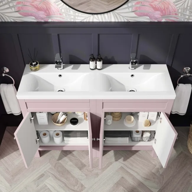 Bermuda Cashmere Pink Double Basin Vanity 1200mm