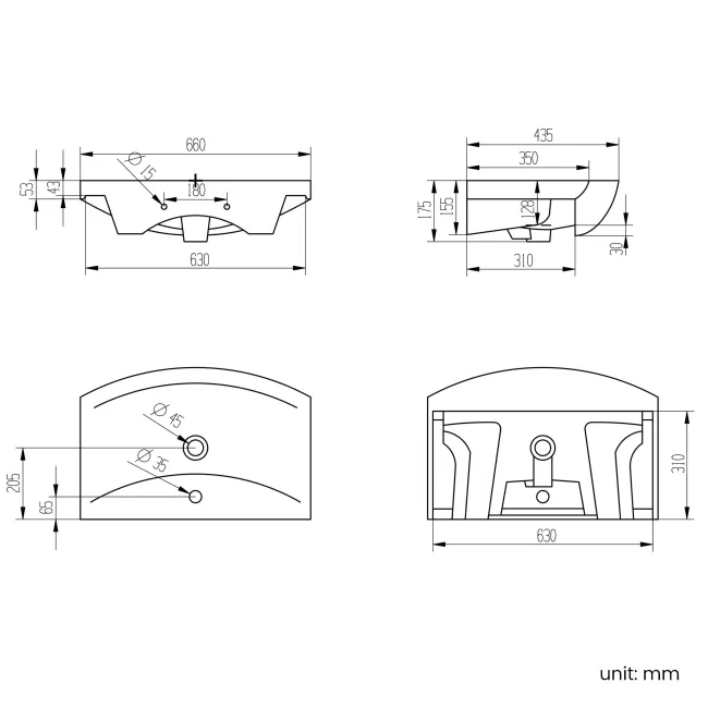 Capri Cotton White Vanity with Semi Recessed Basin 650mm - Brushed Handles