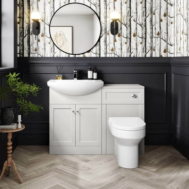 Capri Cotton White Combination Vanity Basin and Denver Toilet 1150mm - Chrome Handles