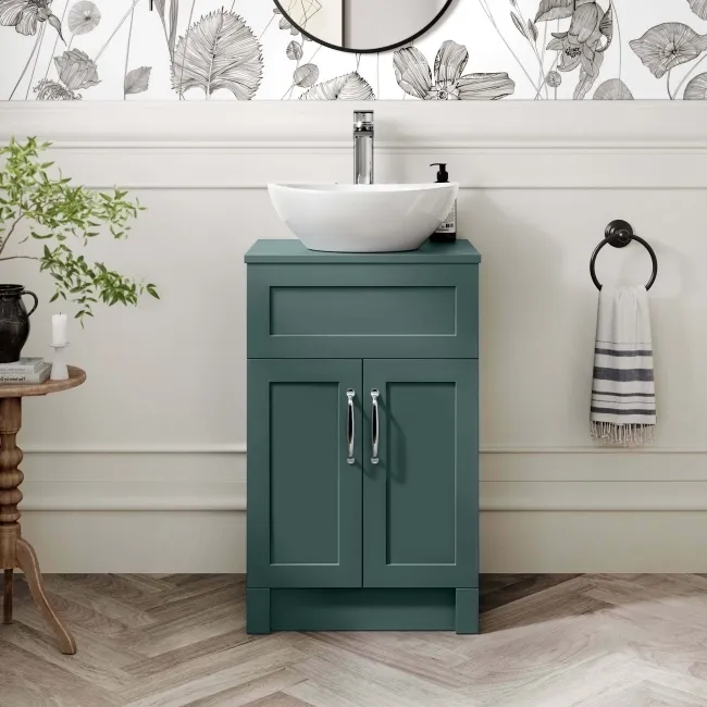 Milos Mystic Green Vanity with Oval Basin 500mm - Traditional Handles
