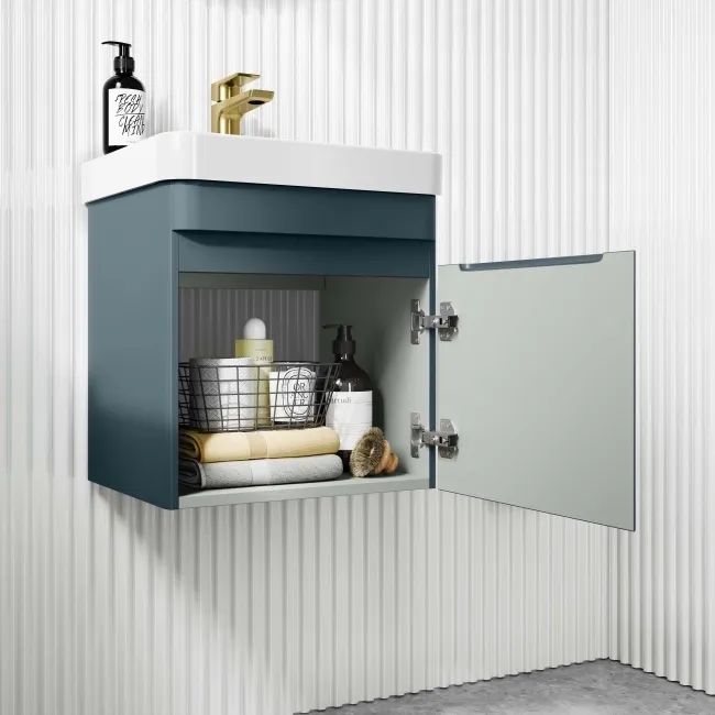 Corsica Inky Blue Wall Hung Slimline Basin Vanity 400mm