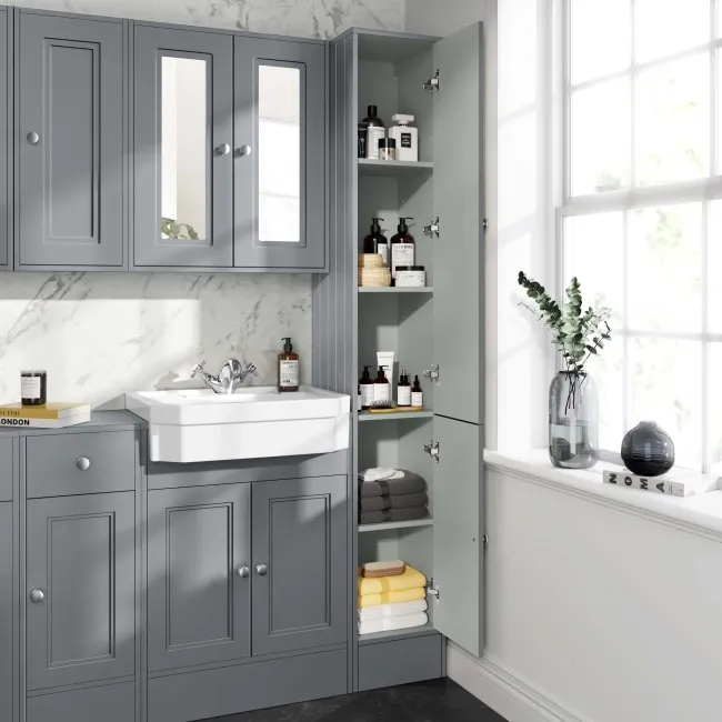 Monaco Dove Grey Floor Standing Tall Cabinet Unit 1900x300mm