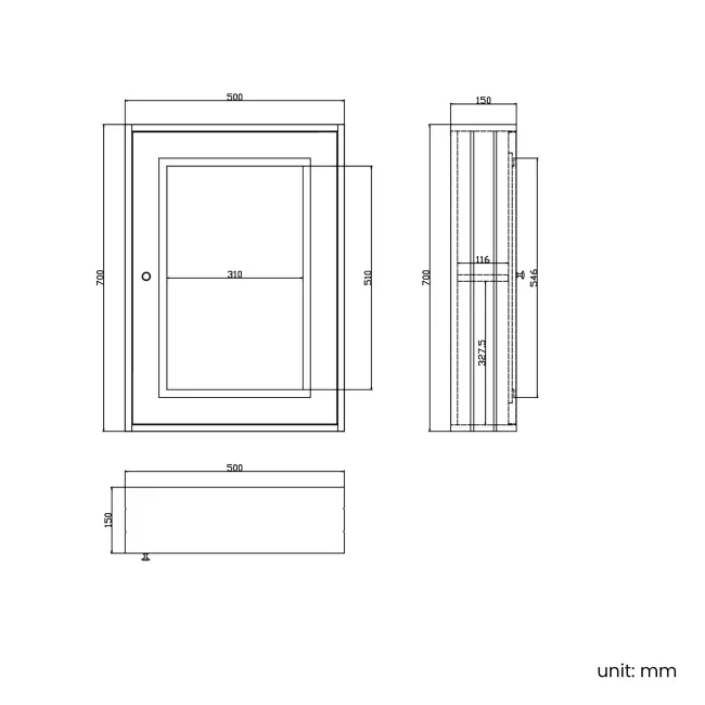 Inky Blue Mirror Cabinet 700x500mm