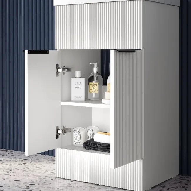 Havana Fluted Coastal White Basin Vanity 500mm - Black Accents