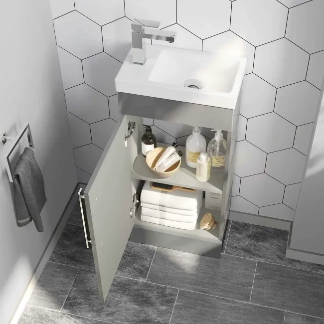 Avon Stone Grey Cloakroom Floor Standing Basin Vanity 400mm and Toilet Set