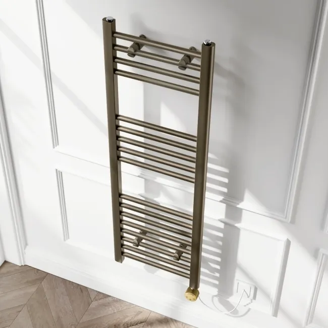 Barcelona Electric Antique Gold Straight Heated Towel Rail 1200x400mm