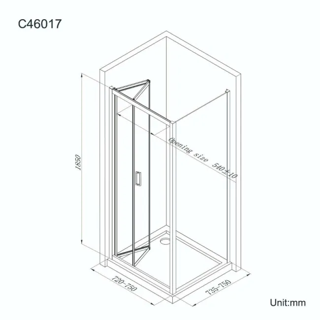 London 6mm Bifold Shower Enclosure 760x760mm