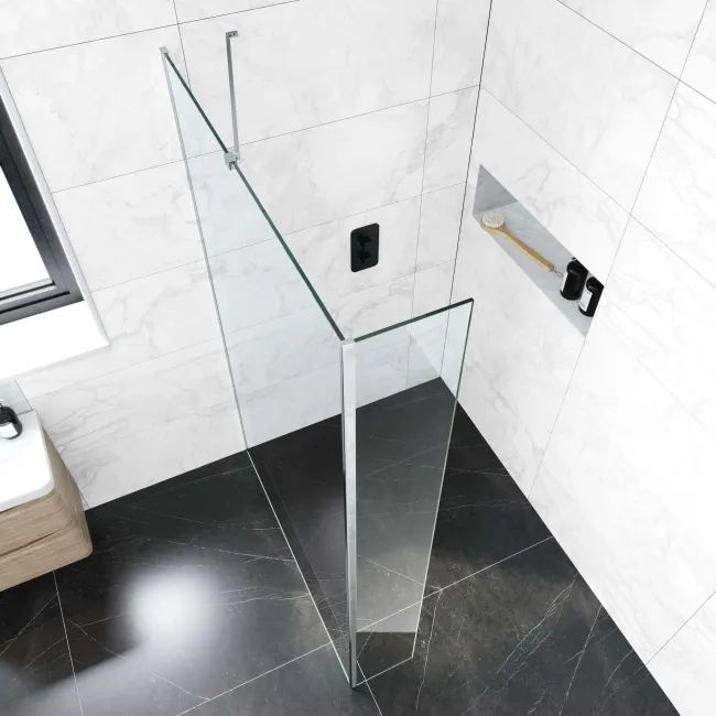 Copenhagen Easy Clean 8mm Wet Room Shower Glass 1200mm & 250mm Return Panel