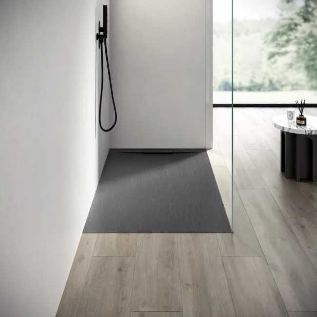 Tokyo Rectangular Matt Grey Slate Texture Stone Shower Tray 1500x800mm