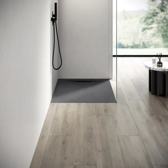 Tokyo Square Matt Grey Slate Texture Stone Shower Tray 900x900mm