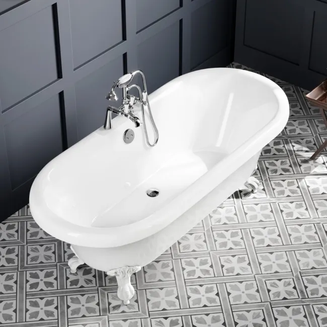 Grosvenor 1800mm Roll Top Bath - White Ball Feet