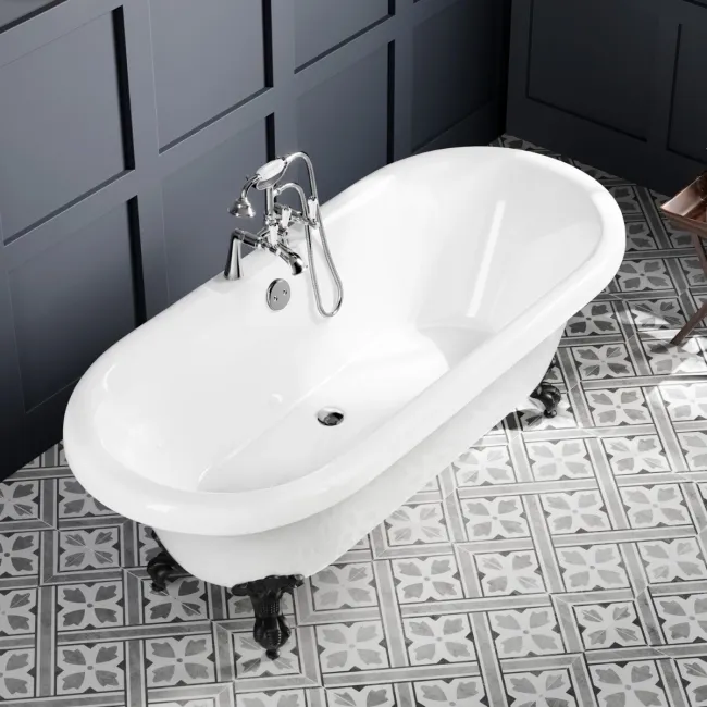 Grosvenor 1800mm Roll Top Bath - Black Ball Feet