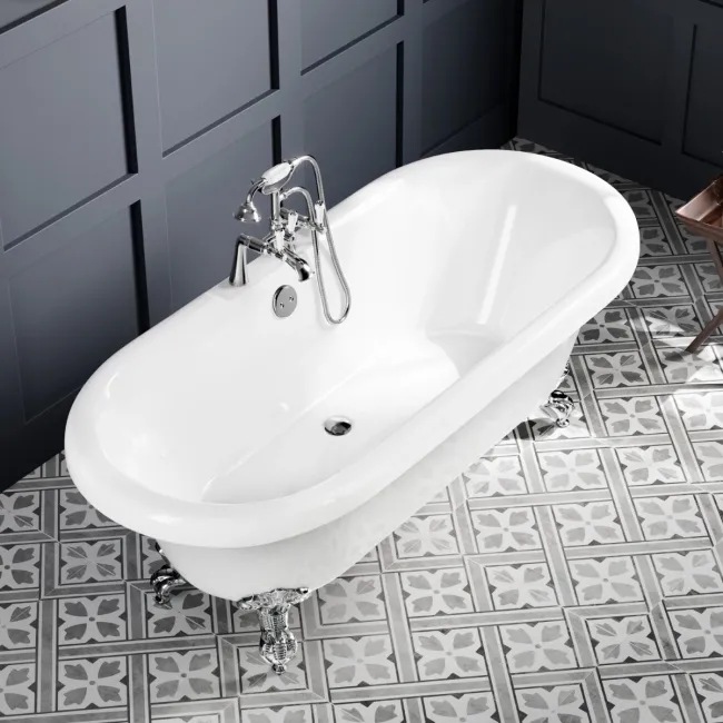 Grosvenor 1700mm Roll Top Bath - Chrome Ball Feet