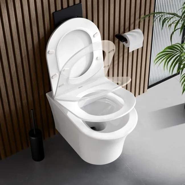 Tucson Rimless Wall Hung Toilet With Premium Soft Close Slim Seat