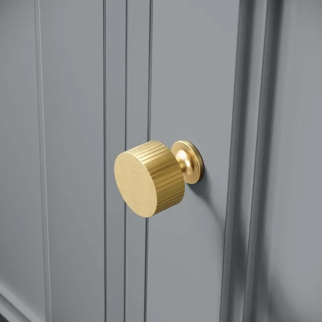 Monaco Dove Grey Side Cabinet Unit 300mm - Brushed Brass Accents