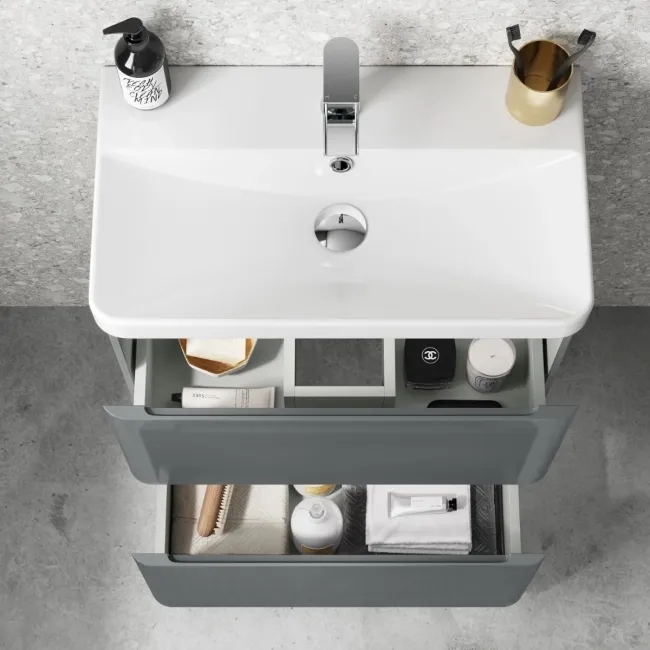 Corsica Storm Grey Slimline Basin Drawer Vanity 600mm