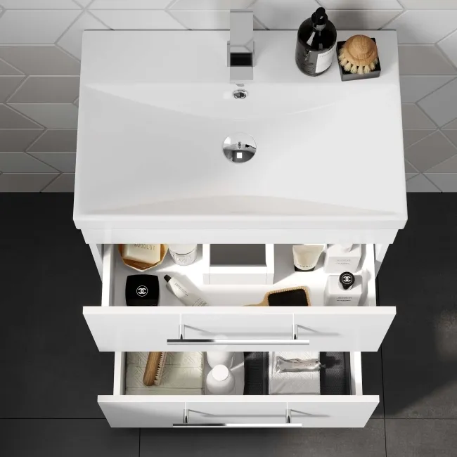 Avon Gloss White Basin Drawer Vanity 600mm