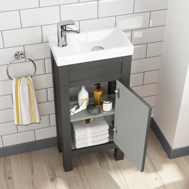 Bermuda Graphite Grey Cloakroom Basin Vanity 400mm