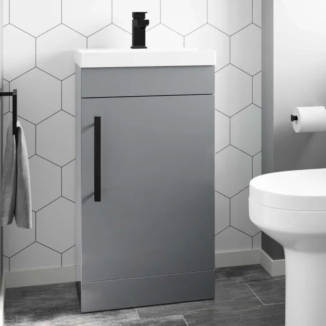 Avon Stone Grey Basin Vanity 450mm - Black Accents