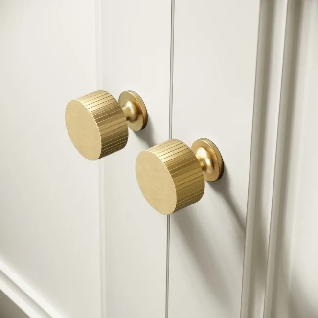 Monaco Chalk White Basin Vanity 600mm - Brushed Brass Accents