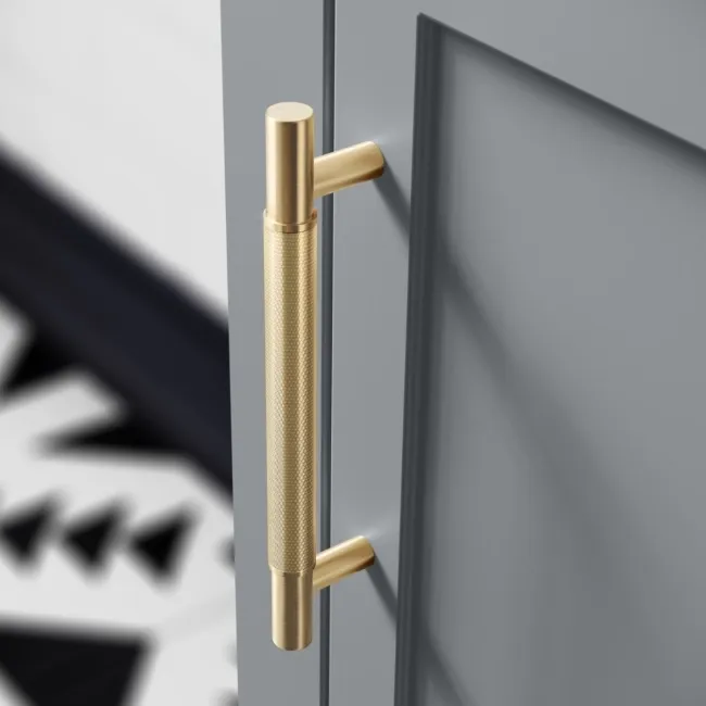 Bermuda Dove Grey Cloakroom Basin Vanity 400mm - Brass Knurled Handles