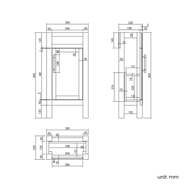 Bermuda Chalk White Cloakroom Basin Vanity 400mm - Brass Knurled Handles