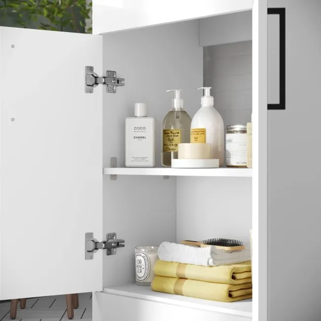 Mersey Gloss White Combination Vanity Basin and Austin Toilet 1000mm - Black Accents